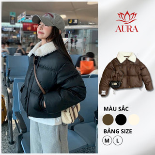  Áo phao nữ hàn quốc dáng ngắn  GIÁ MỞ BÁN  phối cổ lông siêu vải Da áo khoác phao mùa đông nữ 