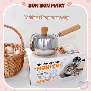 Nồi nấu bột Inox 316 cao cấp Honper, thiết kế liền khối có cán gỗ chống nóng