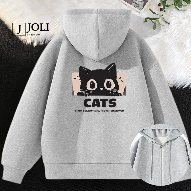 Áo Hoodie Zip, Áo Khoác Nam Nữ Unisex By JOLI Mã Jaunty Time Chất Nỉ Bông Form Rộng Mũ 2 Lớp J Joli 