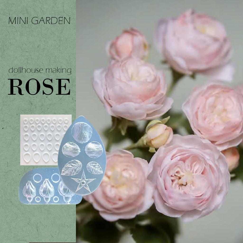 MINI GARDEN - ROSE Khuôn Vân Hoa & Khuôn cắt Hoa Dollhouse - Chi tiết Sắc Nét Tạo Hình Hoa Miniature Nhụy hoa