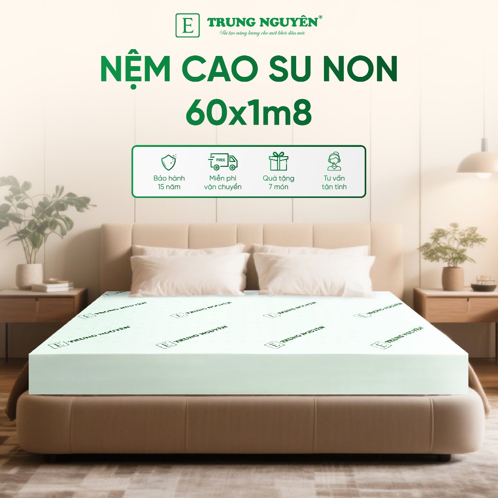 Nệm 60x180 cao su non êm ái, nệm cao su non thoáng khí không đổ mồ hôi lưng, nệm foam không đau lưng