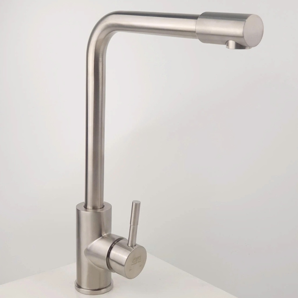 Vòi rửa chén nóng lạnh Inox SUS 304 nguyên khối đầu vòi xoay 360 độ Eurolife EL-KM10 (Trắng vàng)