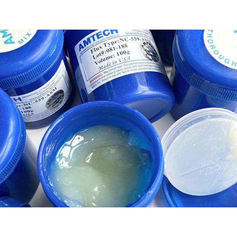 (hộp xanh đậm) Mỡ hàn Amtech NC-559-ASM 100g Cao Cấp xanh nước biển