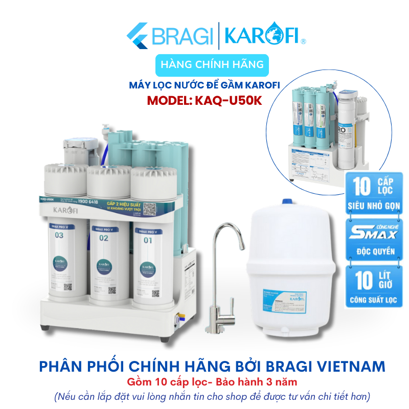 Máy Lọc Nước Karofi KAQ-U50K Thế Hệ Mới Dùng Màng RO Hàn Thiết Kế Nhỏ Gọn