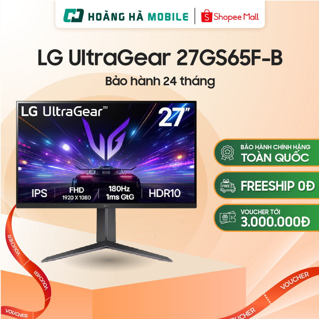 Màn hình LG UltraGear 27GS65F-B (27 inch/FHD/IPS/180Hz/1ms) - Chính hãng