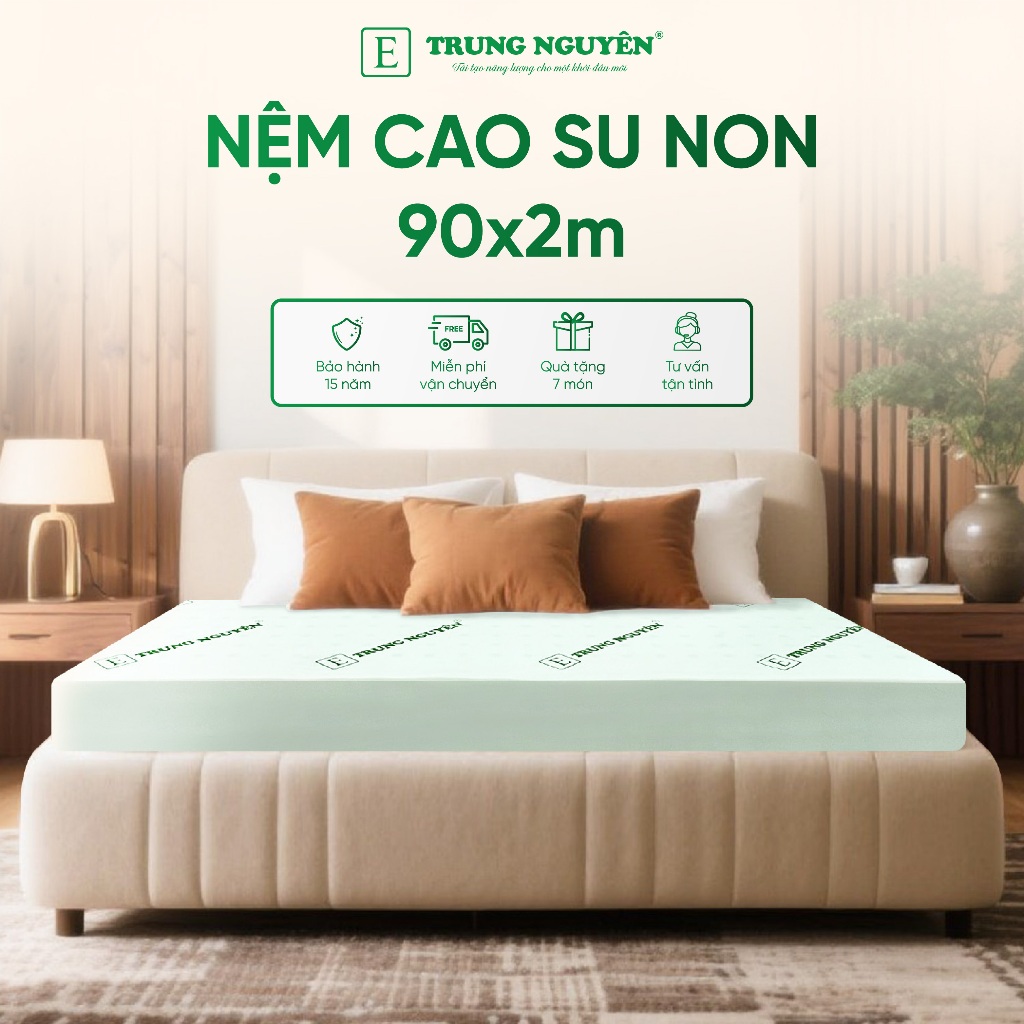 Nệm 90x200 nệm cao su non mềm, nệm 90x200cm êm ái không đau lưng, đệm cao su non cao cấp thoáng khí