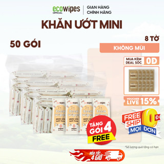 TIẾT KIỆM HƠN_Combo 50 gói khăn ướt mini size Teen Wipes gói 8 tờ không mùi nhỏ gọn (TỔNG 54 GÓI)