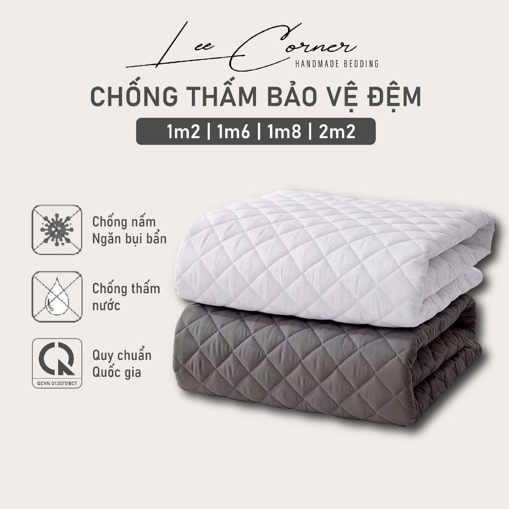 Tấm lót chống thấm đệm cao cấp LEE CORNER, chống thấm tuyệt đối, có lớp bông nên không gây sột soạt 