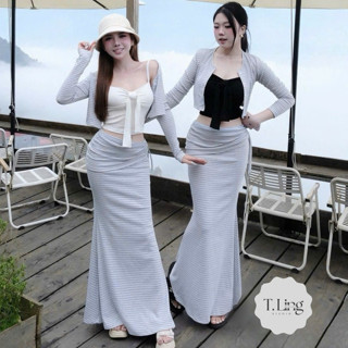  set đồ nữ sang chảnh,set áo chân váy dài,bộ kẻ 3 chi tiết chân váy dài 2 màu xịn sò hot trend XD28 