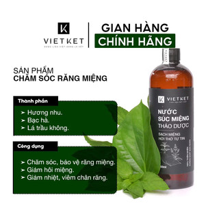 Nước súc miệng thảo dược Vietket, giúp giảm nhiệt miệng, giảm hôi miệng  500ml