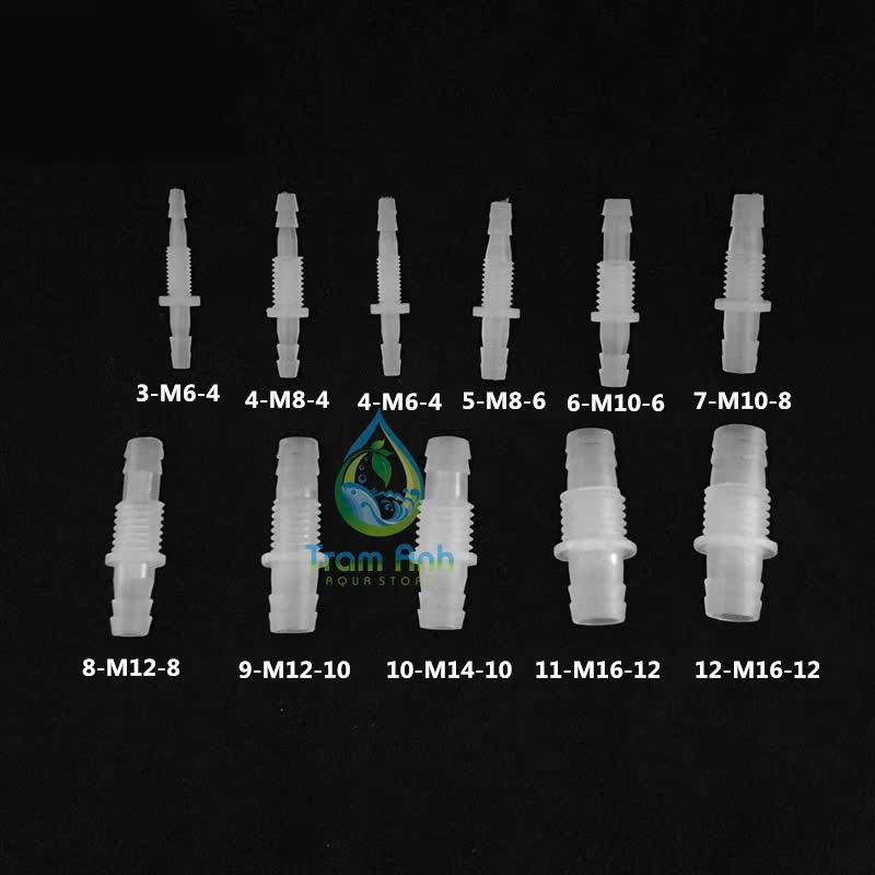 (Set 1-2 bộ ) Đầu nối nhựa xuyên vách kèm TÁN +RON – dùng cho ống phi TỪ 4-16mm