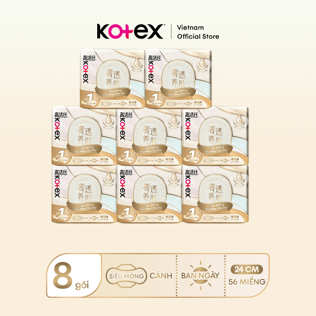 [Hannah Olala 10.10] Combo 8 gói Băng Vệ Sinh Kotex Nhập Khẩu Cicada Siêu Mỏng Cánh 24cm 7 miếng