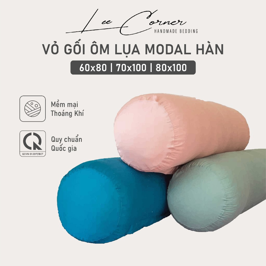 Vỏ Gối Ôm Modal cao cấp LEE CORNER mầu trơn, mềm mịn đủ size 60x80cm, 70x100cm