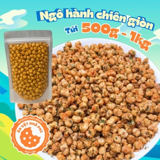 Bắp rim mắm hành giòn tan hạt bắp béo bùi vị mặn cay thơm hành snack ăn vặt túi 500g - 1kg