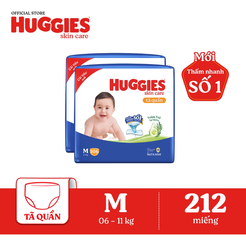 [Hannah Olala 10.10] Combo 2 Tã quần Huggies Skincare Mega Jumbo M106/L96+8/XL84+4/XXL76+4