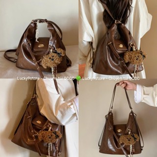  Túi nữ Túi Chio đeo vai dáng balo tặng charm treo túi size 32 màu nâu vintage phong cách Hàn Quốc xinh Hs268# 