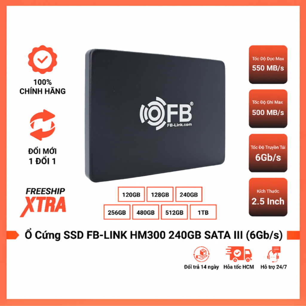 Ổ Cứng SSD FB HM300 120GB/128GB/240GB/256GB/480GB/512GB/1TB 2.5 Inch SATA III – Nâng Cấp Laptop