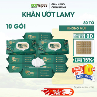 FREESHIP 0Đ_Thùng 10 gói khăn ướt Lamy 80 tờ/gói không mùi an toàn cho em bé