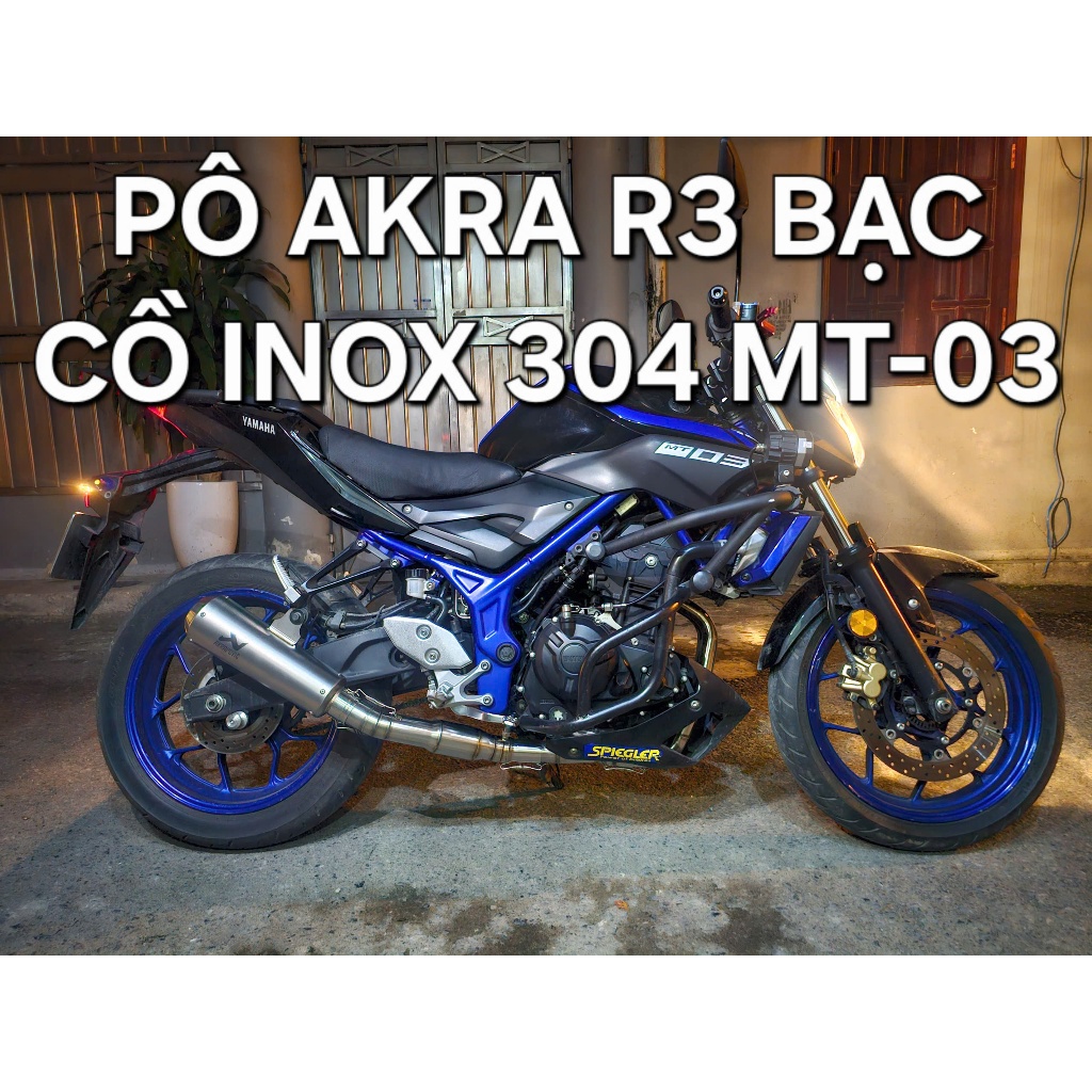 Pô Độ Akrapovic R3 Bạc Và Cổ Inox 304 Yamaha MT-03