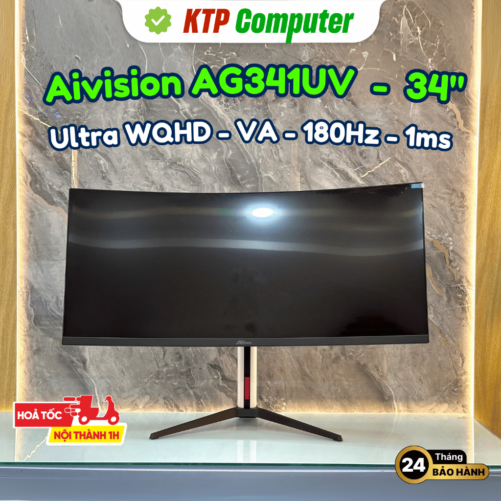 Màn hình Gaming Cong AIVISION AG341UV (34inch - Ultra WQHD - VA - 180Hz) Chính hãng