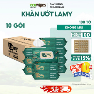[HỎA TỐC HN-TPHCM] Thùng 10 Gói Khăn Ướt Cho Bé Lamy 100 Tờ Không Mùi Cao Cấp Gói Lớn Siêu Tiết Kiệm