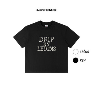 ÁO THUN BOXY DRIP BY LETOM'S ĐÍNH HẠT NGỌC TRAI - TRẮNG/ĐEN