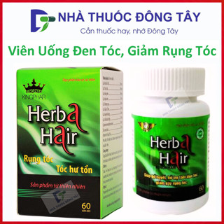 Viên uống mọc tóc, viên uống đen tóc Herba Hair Kingphar giúp tóc chắc khỏe, giảm rụng, xơ rối, làm đen râu tóc (Lọ 60v)