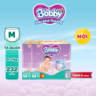  HANNAH X BOBBY  DEAL SỐC  Combo 02 tã quần Bobby Siêu Khô Thoáng - 100% Thoáng Khí Mega Jumbo M112 L96 XL84 XXL76 