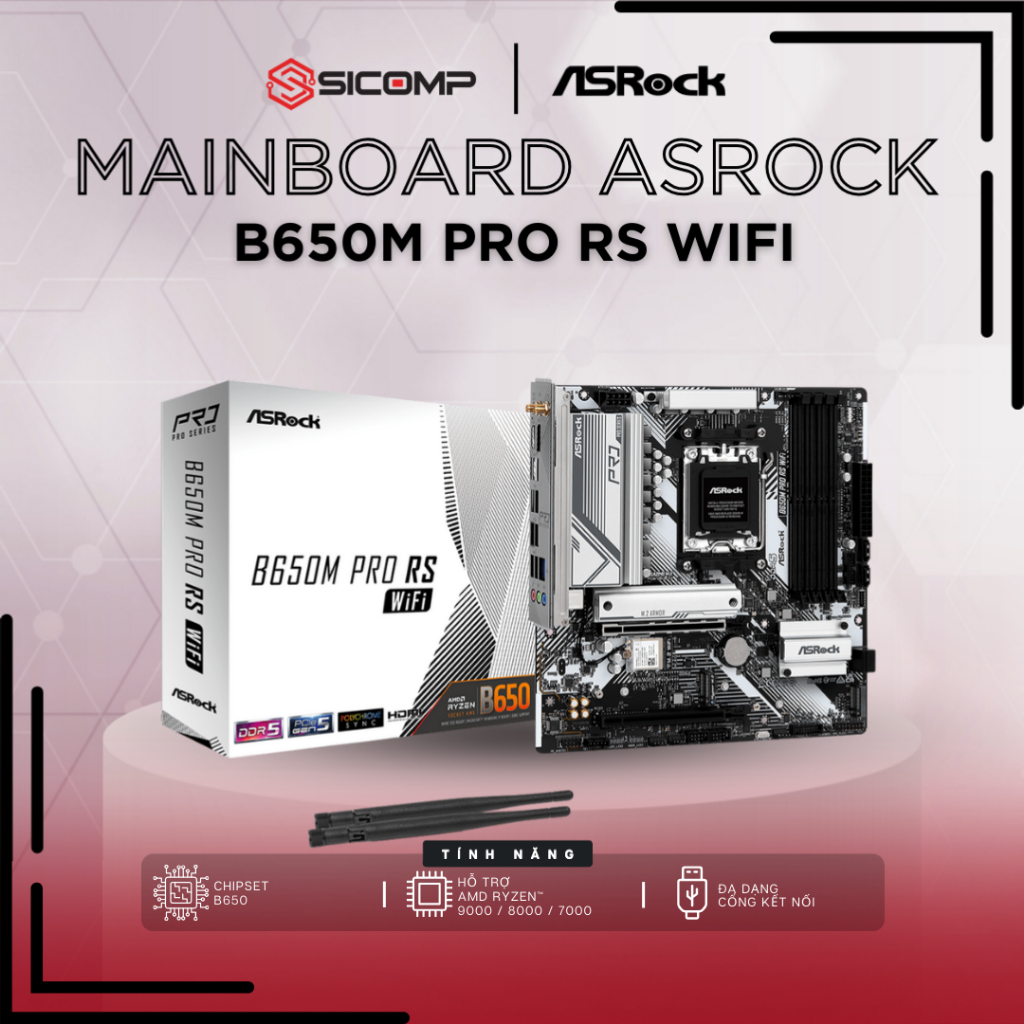 [Full VAT] MAINBOARD ASROCK B650M PRO RS WIFI DDR5, chính hãng, bh 36th