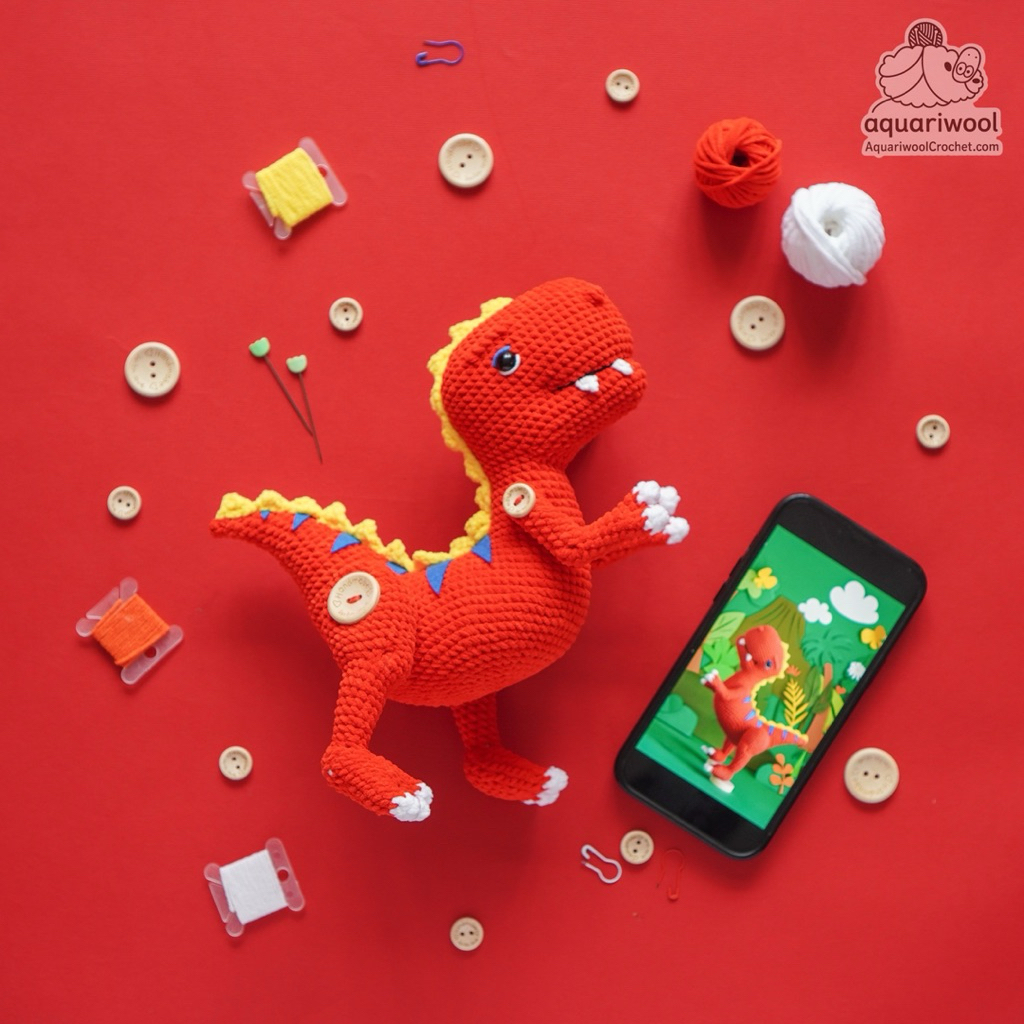 [HÀNG ĐẶT TRƯỚC] THÚ BÔNG HANDMADE KHỦNG LONG T-REX (Len Lẻn Lèn Len)