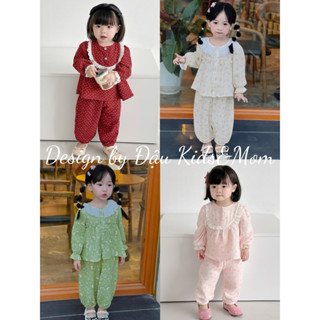 Bộ Xô Muslin Dài Tay Cho Bé Gái Họa Tiết Cute Chất Liệu Xô Muslin Thoáng Mát