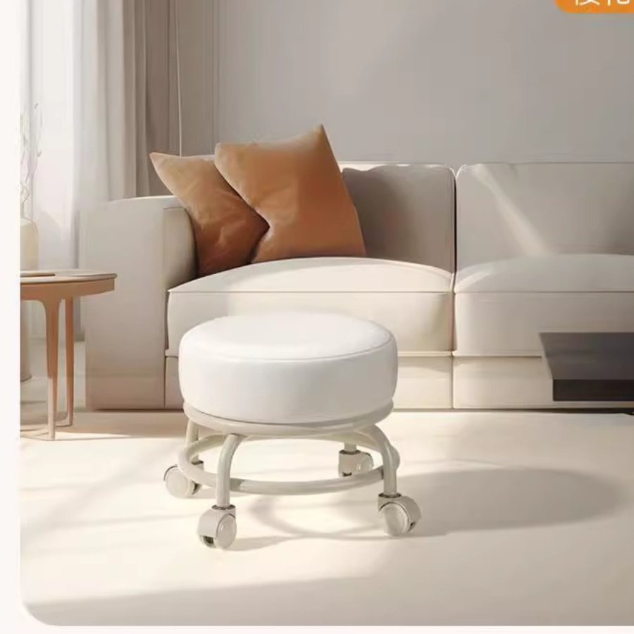 Ghế tròn xoay bệt khung thép xoay 360 độ, ghế thấp làm nail, ghế lùn có bánh xe