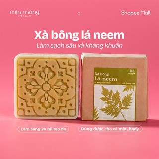 Xà Bông Cục Thiên Nhiên Handmade LÁ NEEM Rửa Mặt Tắm Body 2in1 Chứa Clarifying Tốt Cho Da Mụn 120g 