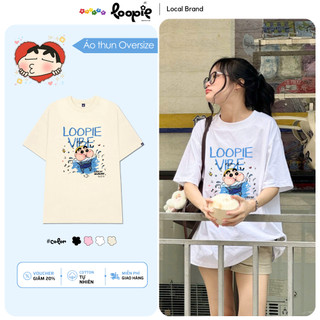 Áo Thun In Hình Shin Cậu Bé Bút Chì Tập Bơi Unisex Dễ Thương Loopie – LP90 Form Oversize Dành Cho Nam Nữ