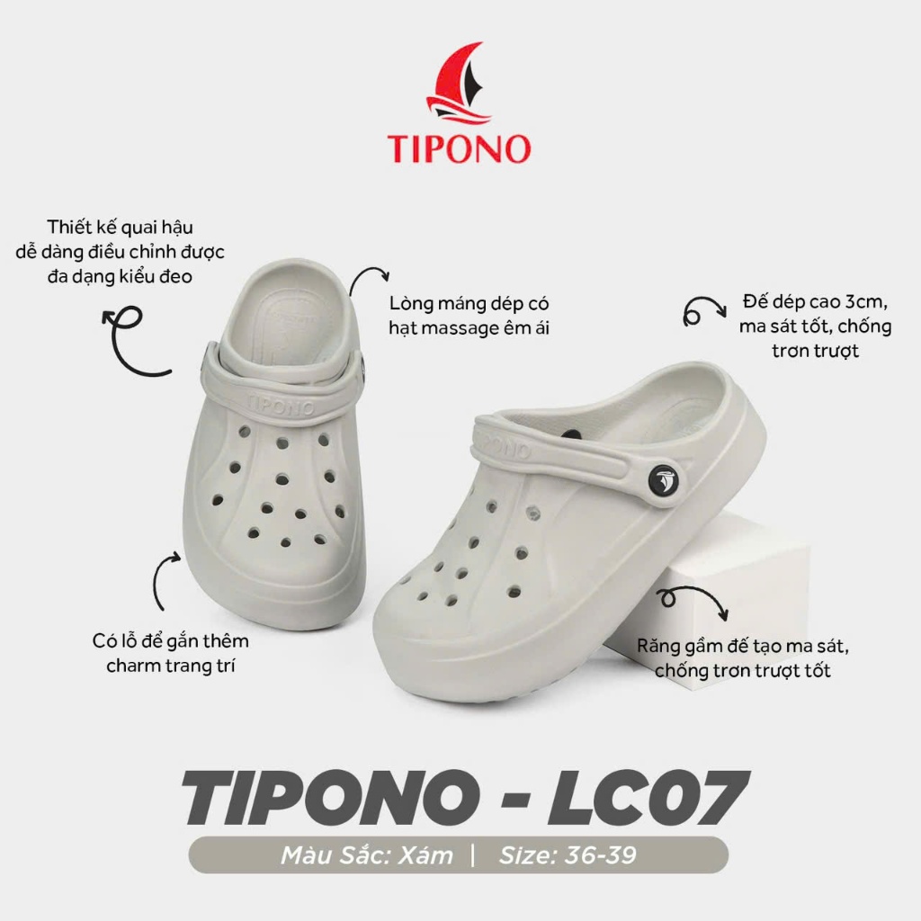 Dép sục TIPONO LC07 EVA nhẹ êm chân, thoải mái cả ngày