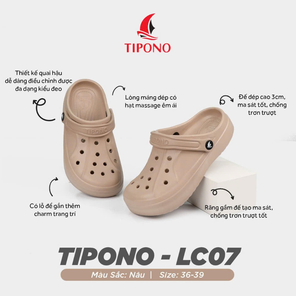 Dép sục TIPONO LC07 EVA nhẹ êm chân, thoải mái cả ngày