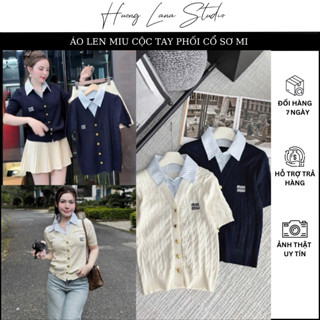 ÁO LEN MIU CỘC TAY PHỐI CỔ SƠ MI