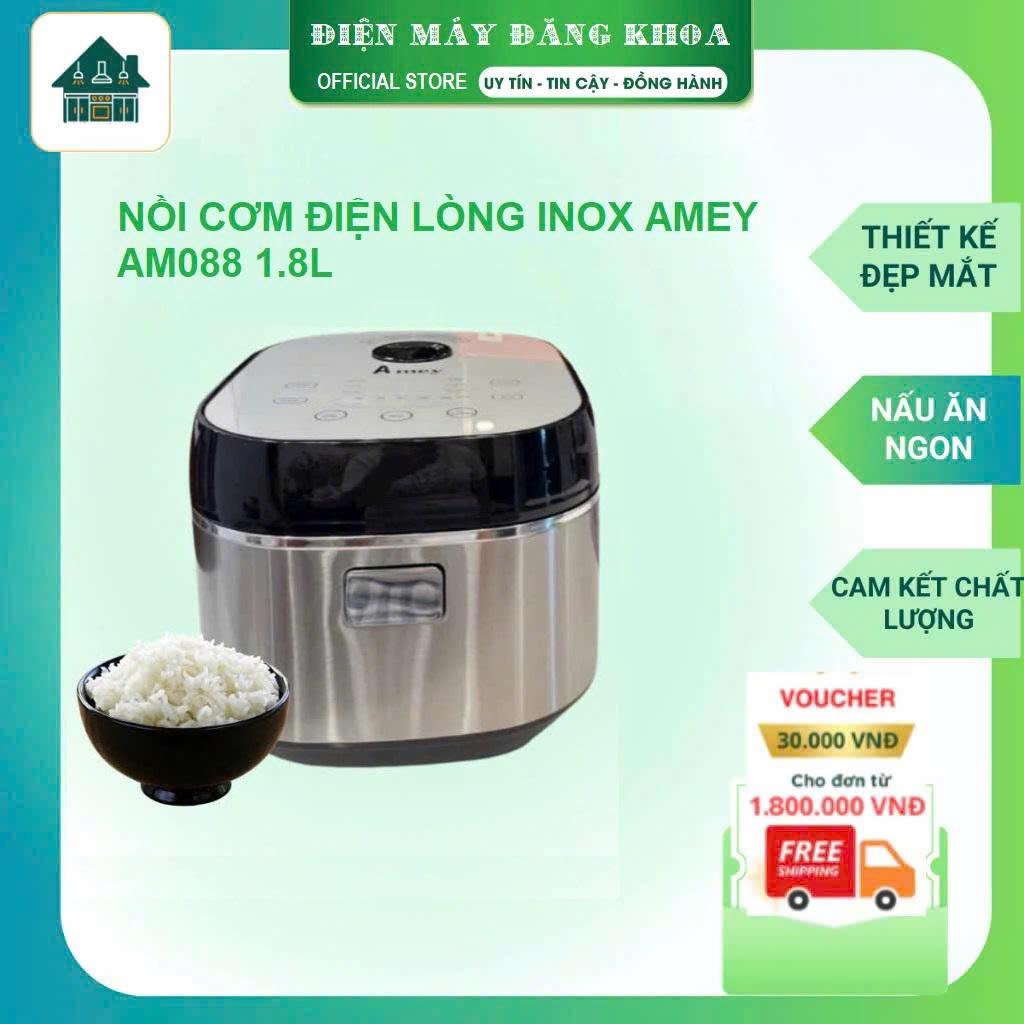 NỒI CƠM ĐIỆN LÒNG INOX AMEY AM088 1.8Lít