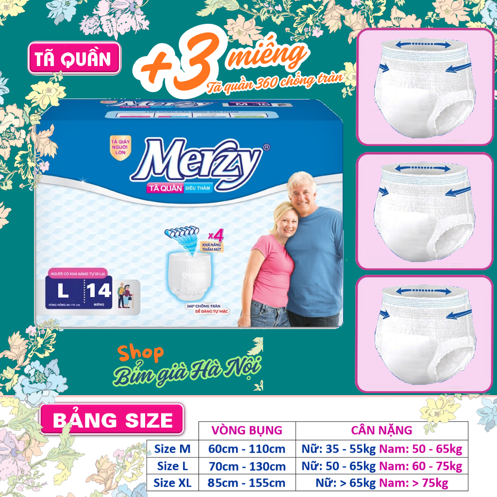 Tã Quần già Merzy M16 L14 XL12 và M32 L28 L24 miếng #bỉm merzy #tã merzy #quần già merzy #merzy #bỉm quần già #caryn
