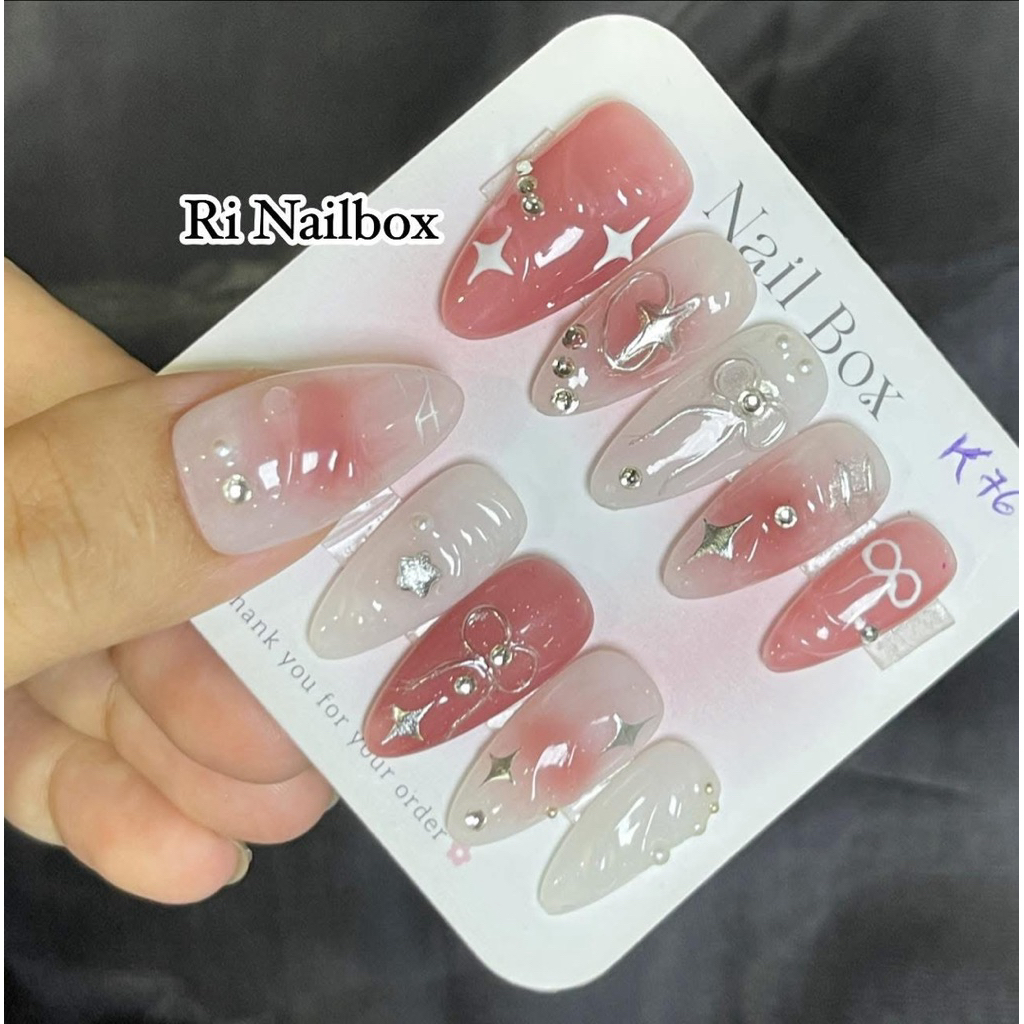K76 Nailbox, móng giả thiết kế vẽ nổi tráng gương