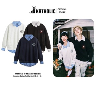  Áo Sweater Mix Sơ Mi Kẻ Nam Nữ Local Brand KATHOLIC Chất Liệu Nỉ Hai Da Form Rộng Oversize KAT033 