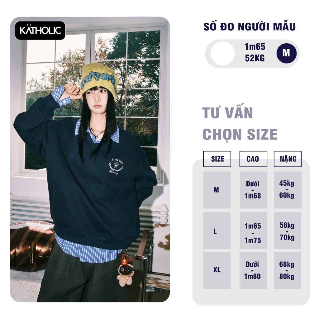 Áo Sweater Mix Sơ Mi Kẻ Nam Nữ Local Brand KATHOLIC Chất Liệu Nỉ Hai Da Form Rộng Oversize KAT033 | BigBuy360 - bigbuy360.vn