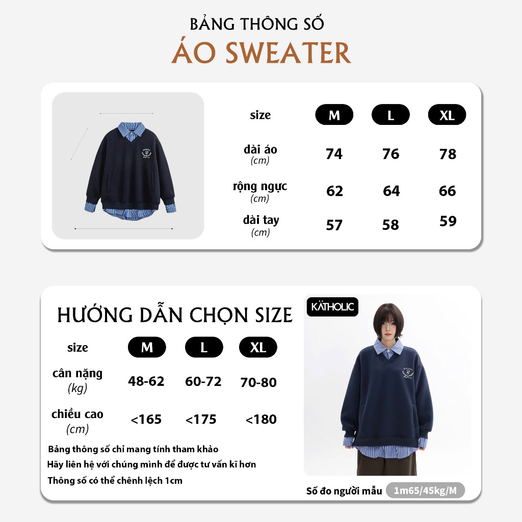 Áo Sweater Mix Sơ Mi Kẻ Nam Nữ Local Brand KATHOLIC Chất Liệu Nỉ Hai Da Form Rộng Oversize KAT033 | BigBuy360 - bigbuy360.vn