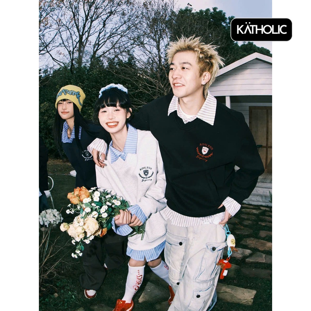 Áo Sweater Mix Sơ Mi Kẻ Nam Nữ Local Brand KATHOLIC Chất Liệu Nỉ Hai Da Form Rộng Oversize KAT033 | BigBuy360 - bigbuy360.vn