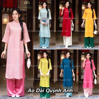  Áo Dài Cách Tân Xưa Trơn Sắc Màu Chất Liệu Lụa Tô Châu Mềm Mịn Dày Dặn QA 