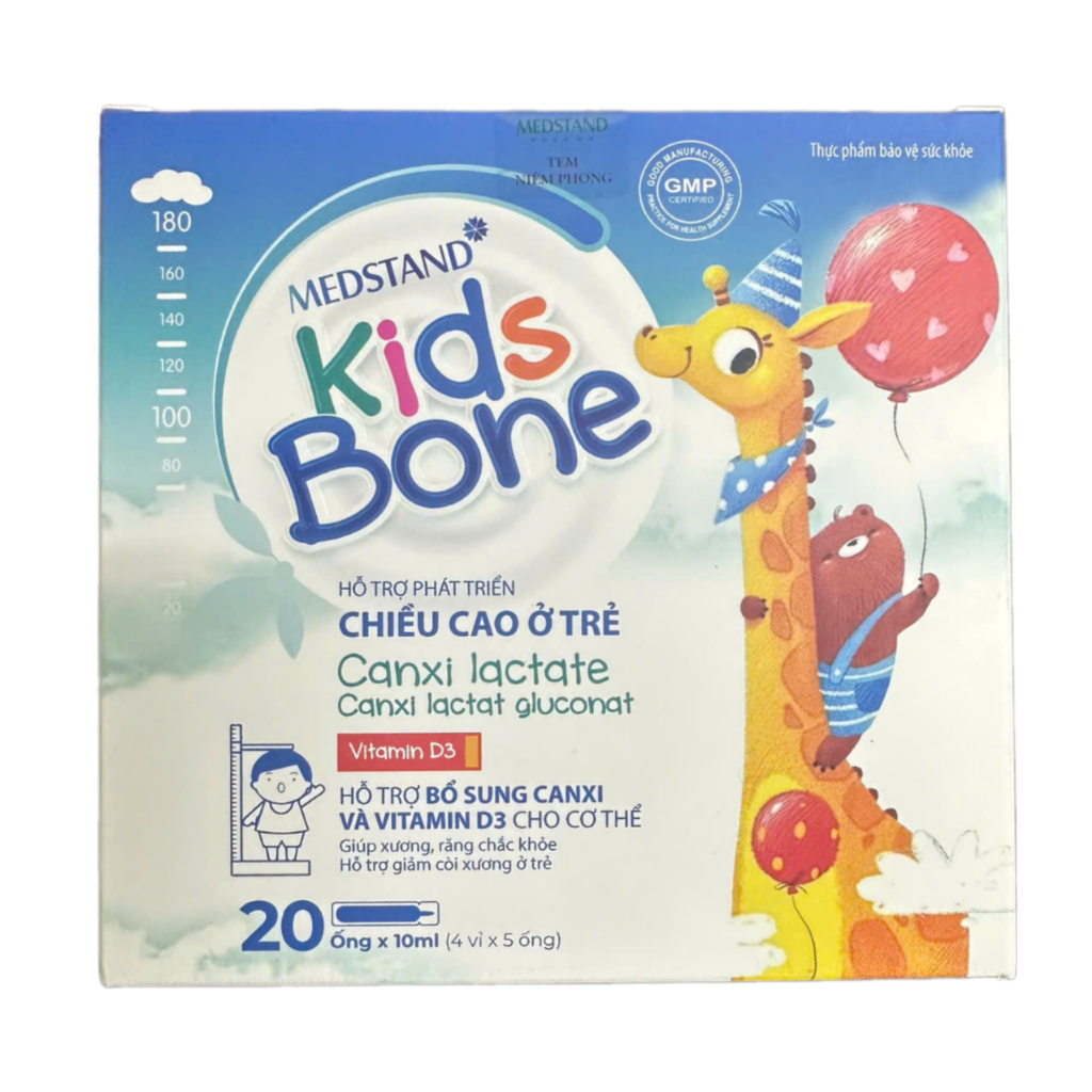 MEDSTAND KIDS BONE – Hỗ trợ phát triển chiều cao ở trẻ, bổ sung canxi và vitamin D3 - 20 ống