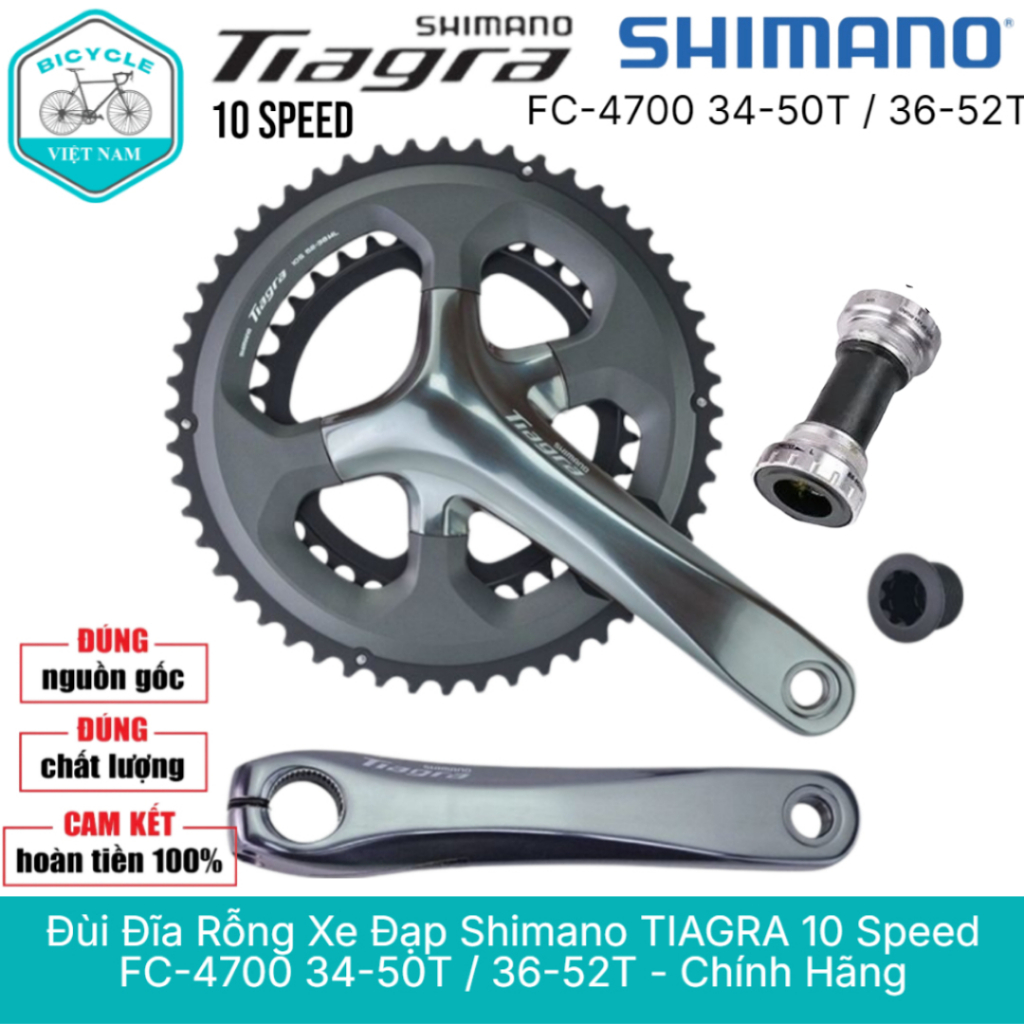 Đùi Đĩa (Giò Dĩa) Rỗng Xe Đạp SHIMANO TIAGRA FC 4700 34-50T / 36-52T 10 Speed – Chính Hãng