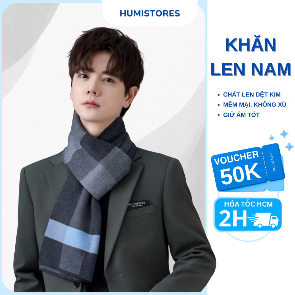 Khăn Choàng Cổ Nam Giữ Ấm Cao Cấp Khăn Len Nam Ấm Áp Mềm Mịn Không Xù Thời Trang Nam Mùa Thu Đông