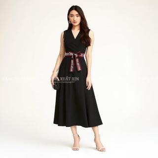 Đầm Váy Midi TMY Thêu Chữ Đỏ Kèm Đai – Hàng Xuất Dư Xịn