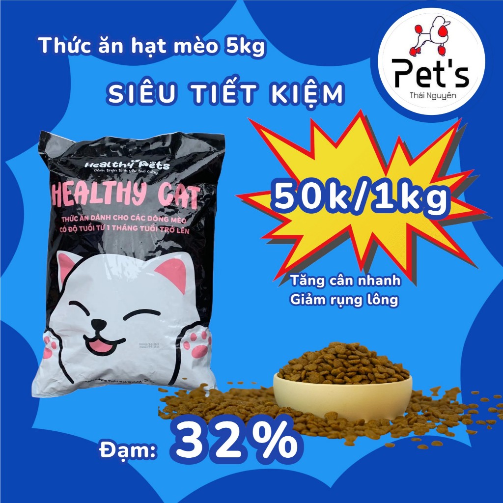 HEALTHY CAT - Hạt Thức Ăn Dinh Dưỡng Cho Mèo Từ 1 Tháng Tuổi - Túi 5kg Siêu Tiết Kiệm